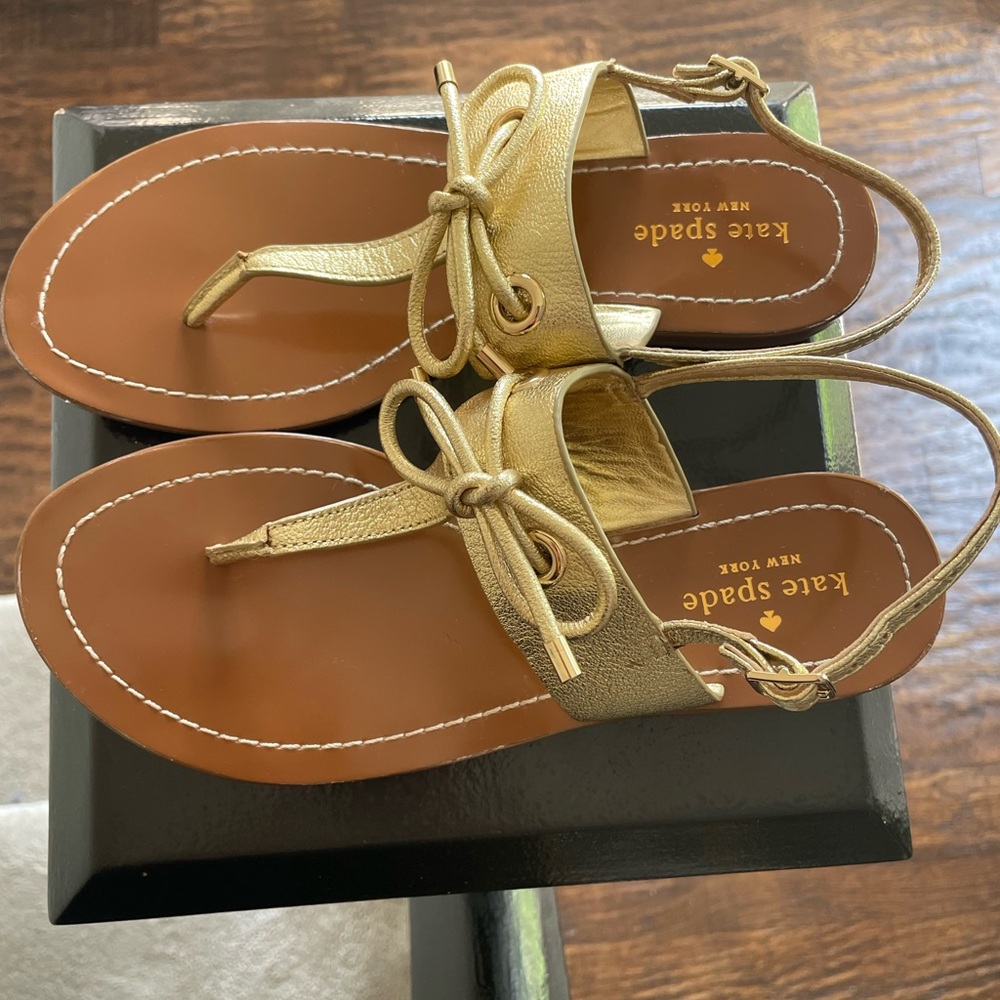 Kate Spade Metallic Gold Bow Sandals